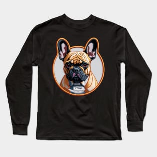 French Bulldog Embroidered Patch Long Sleeve T-Shirt